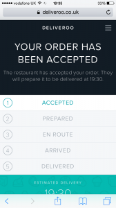 Gourmet Burger Kitchen via Deliveroo - Order Accepted