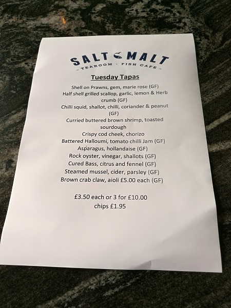 Salt & Malt - Tapas Tuesdays menu