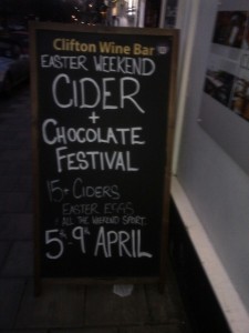Chocolate and Cider Festival, Clifton Wine Bar, April 5th-9th